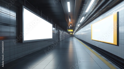 Subway Tunnel with Blank Advertisement