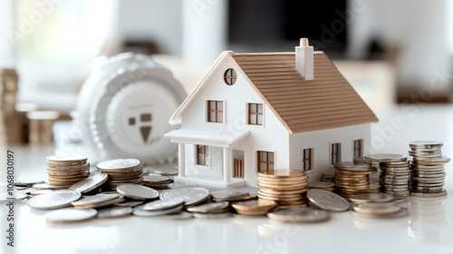 Mortgage interest breakdown with layered amortization chart, neutral background