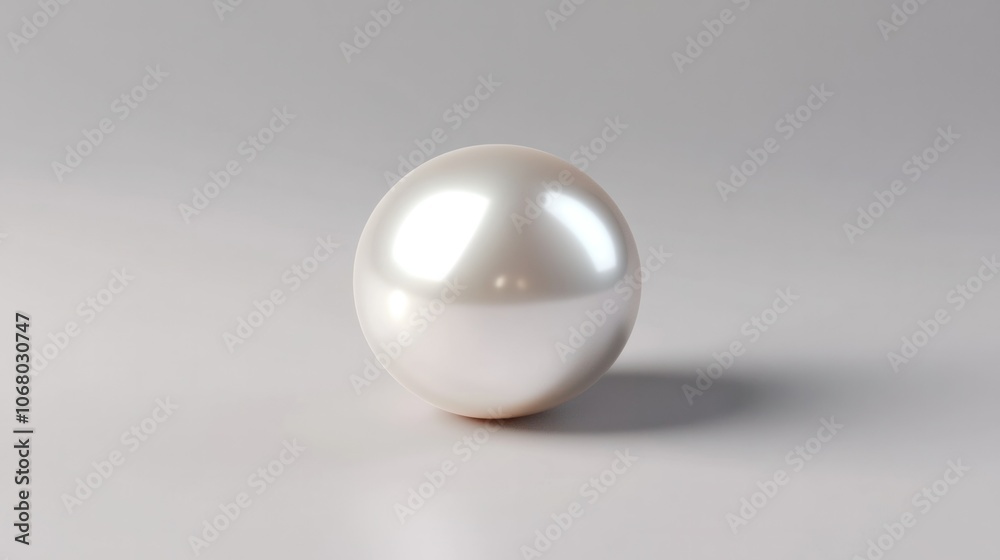 Minimalistic 3D silver pearl icon, isolated on a clean white background with a polished surface.