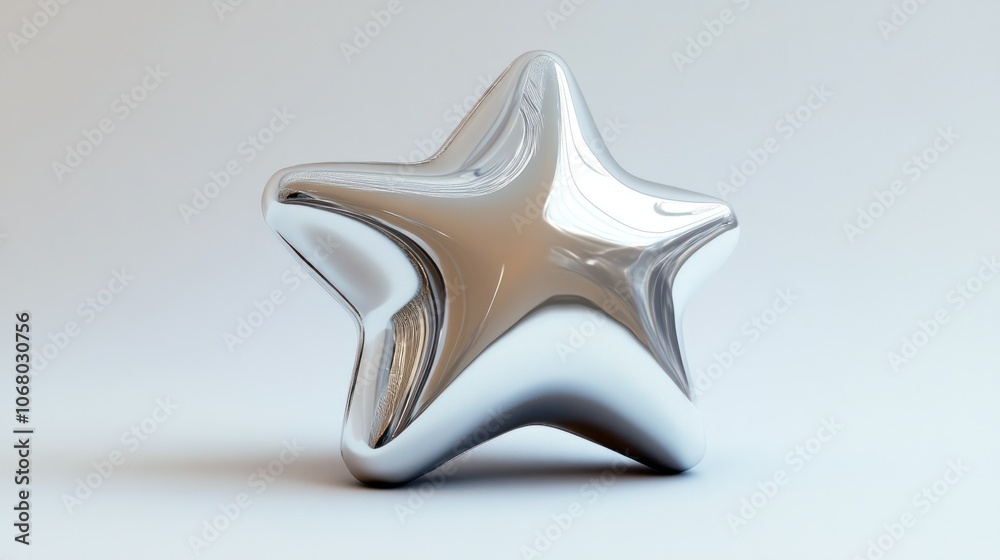 Modern 3D silver star, isolated on a white backdrop, featuring a smooth, polished metallic surface. Modern 3D silver star, isolated on a white backdrop, featuring a smooth, polished metallic surface.