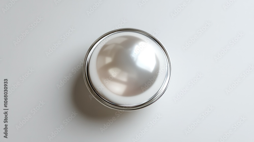 Modern chrome pearl icon in 3D, top view, set on a plain white background for clean presentation. Modern chrome pearl icon in 3D, top view, set on a plain white background for clean presentation.