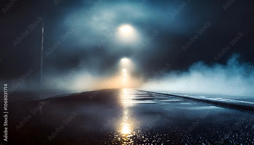 bg road night rain street dark fog light car wet background drive smoke ...