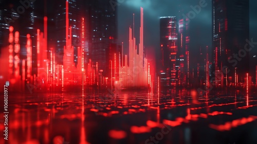 Red Abstract Cityscape