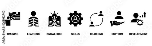 Capacity building banner web icon vector illustration concept with an icon of training, learning, knowledge, skills, coaching, support, and development