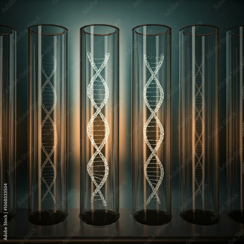 Fototapeta premium Test tube in a science lab with DNA inside