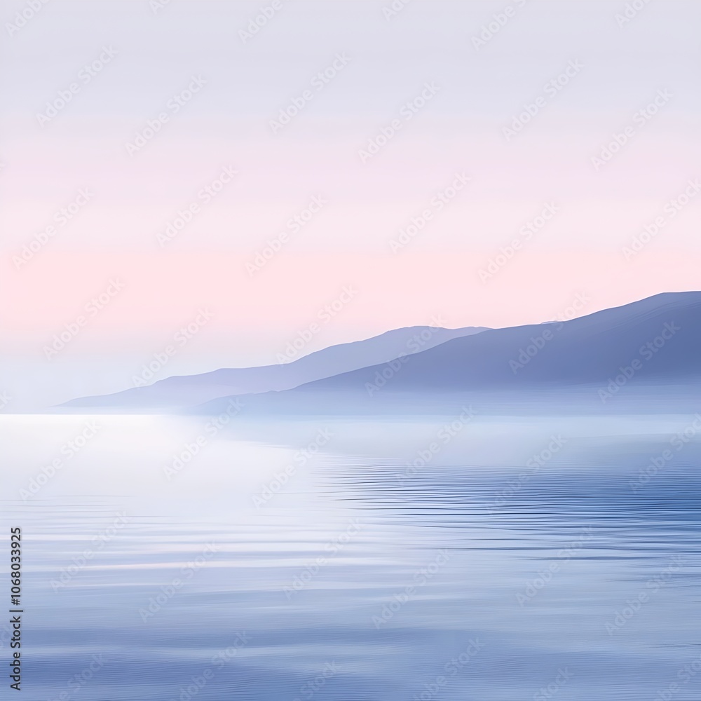 A serene landscape featuring soft hues of pink and blue at dawn, with gentle ripples across the water reflecting distant mountains in the background, creating a calming atmosphere. A serene landscape featuring soft hues of pink and blue at dawn, with gentle ripples across the water reflecting distant mountains in the background, creating a calming atmosphere.