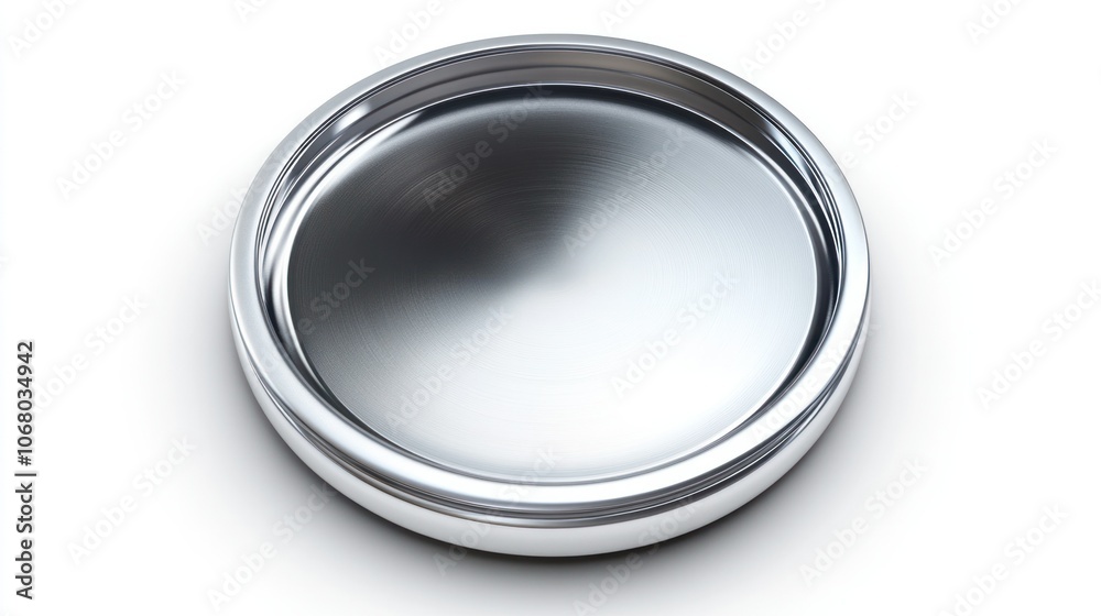 Top-view 3D silver coin icon with polished edges, isolated on a clean, white background for an elegant, modern look.