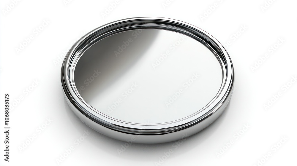 Top view of a polished silver coin, rendered in 3D and isolated on a clean white background. Top view of a polished silver coin, rendered in 3D and isolated on a clean white background.