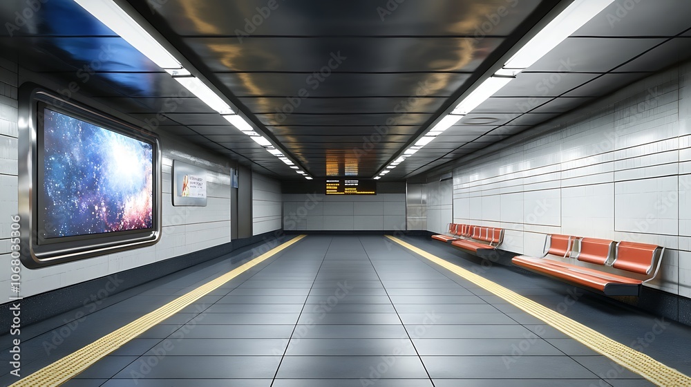Subway Station with Blank Advertisement Space