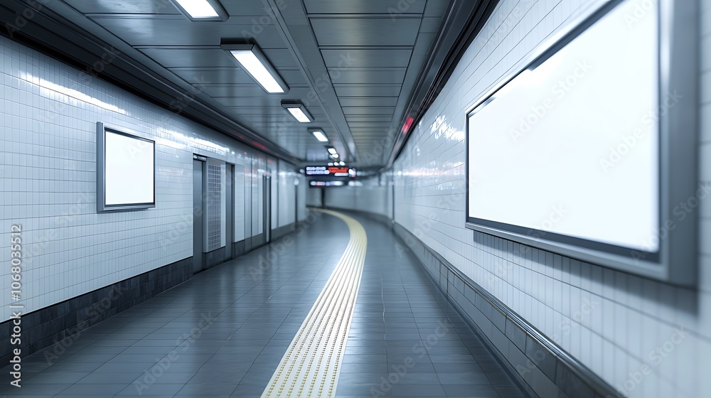 Obraz premium Subway Station with Blank Advertisement Space