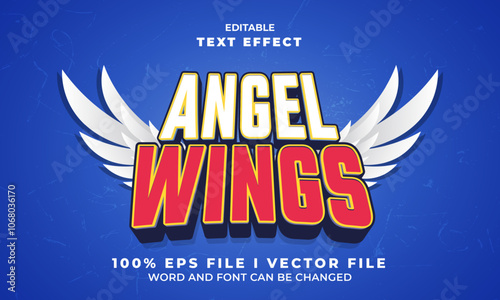 editable vector 3d angel wings bold text effect.typhography logo