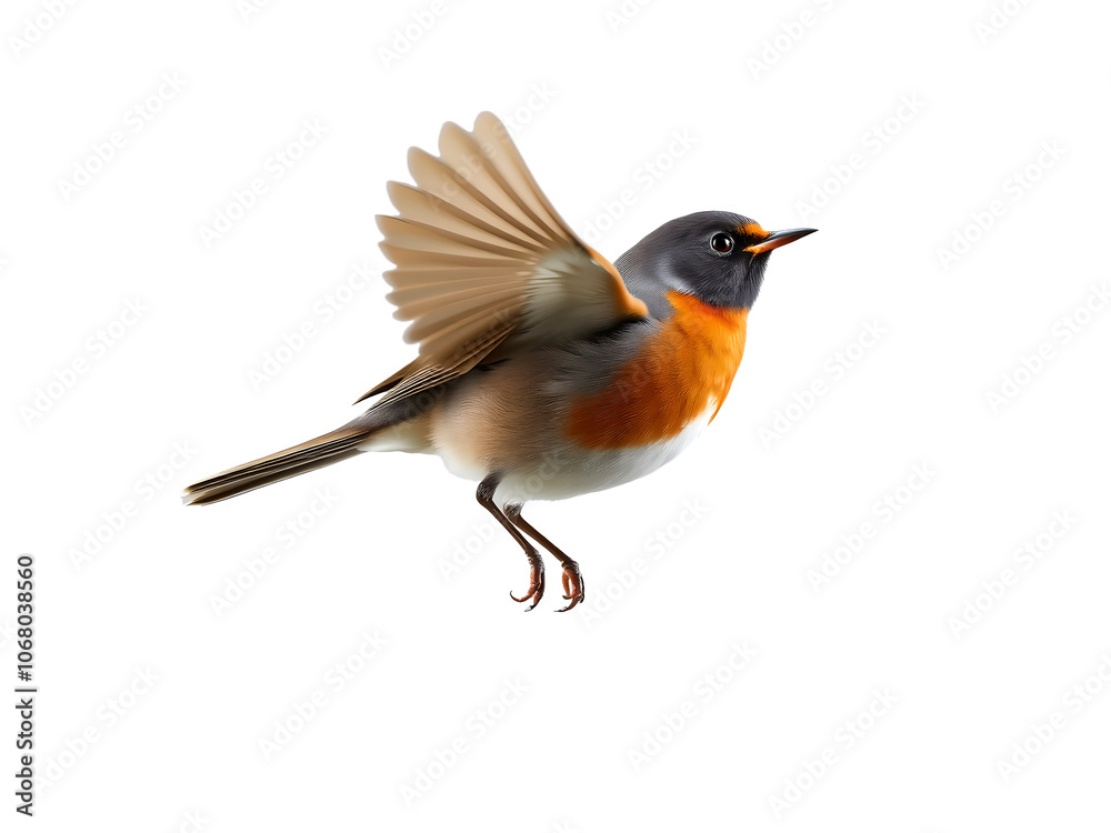 Obraz premium 3D Render of Robin flying on Transparent Background