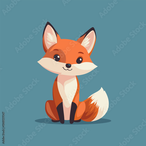 Cute Cartoon Fox Character on Solid Background