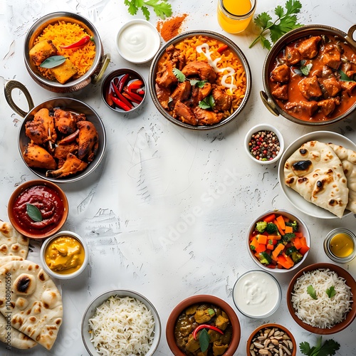 Group of Indian food includes. photo