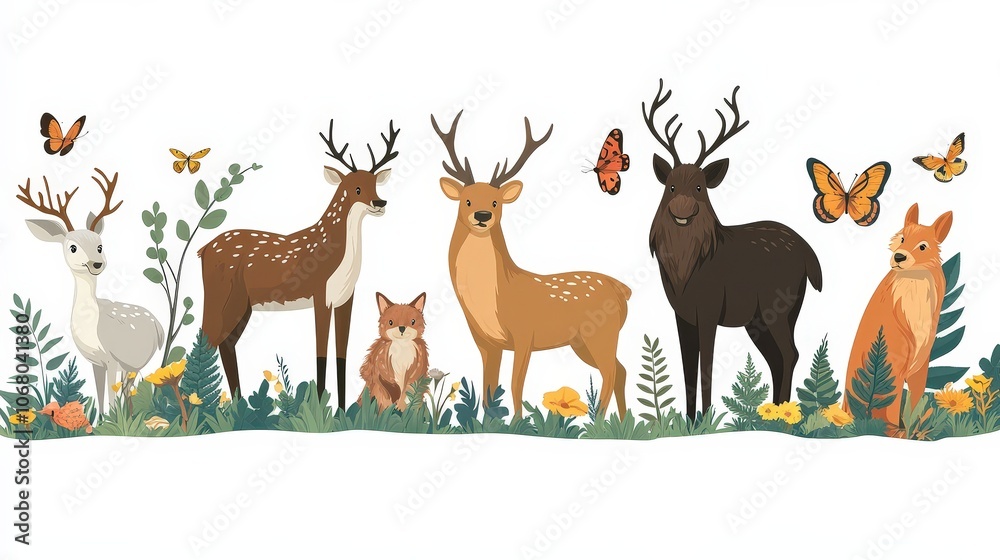 Cartoon Nature Wildlife Vector Illustration