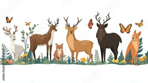 Obraz na płótnie Cartoon Nature Wildlife Vector Illustration w salonie