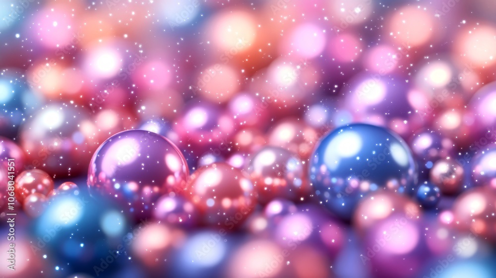 Abstract background with pink, blue, and white orbs and bokeh lights. Abstract background with pink, blue, and white orbs and bokeh lights.