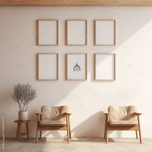 Multiple photo frames on the wall