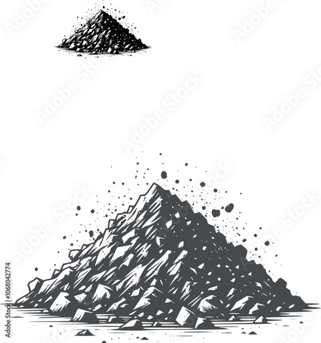 Black and white organic Heap Soil for agricultural vector illustration art stock image generated Ai