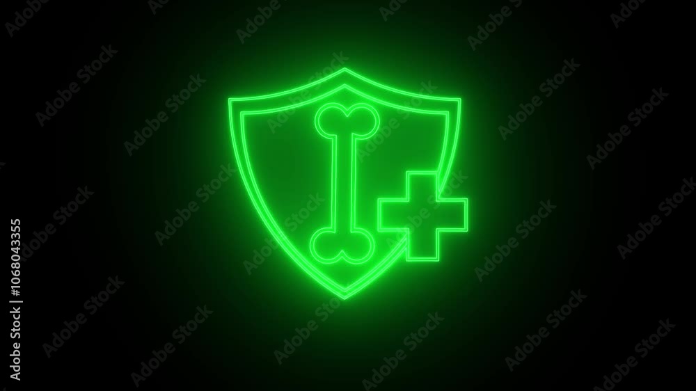 Neon glowing Animal health insurance icon isolated on dark background. Pet protection concept. Neon glowing Animal health insurance icon isolated on dark background. Pet protection concept.