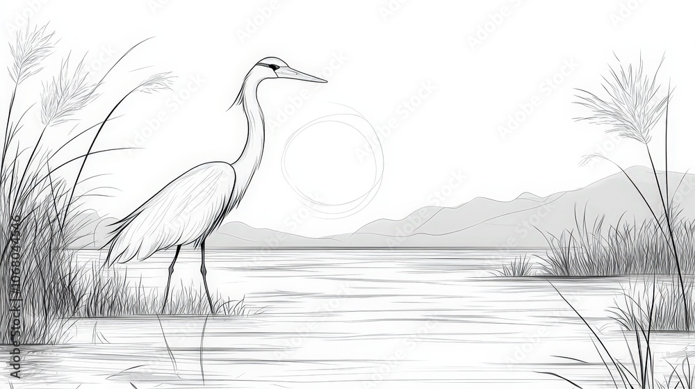 Serene Wildlife Scene in Retro Cartoon Style