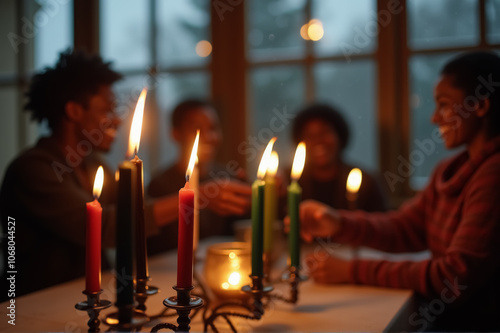 Warm candlelit gathering among friends on a cozy evening indoors