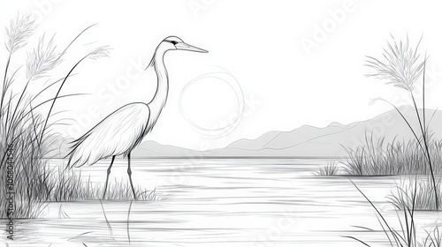 Serene Wildlife Scene in Retro Cartoon Style