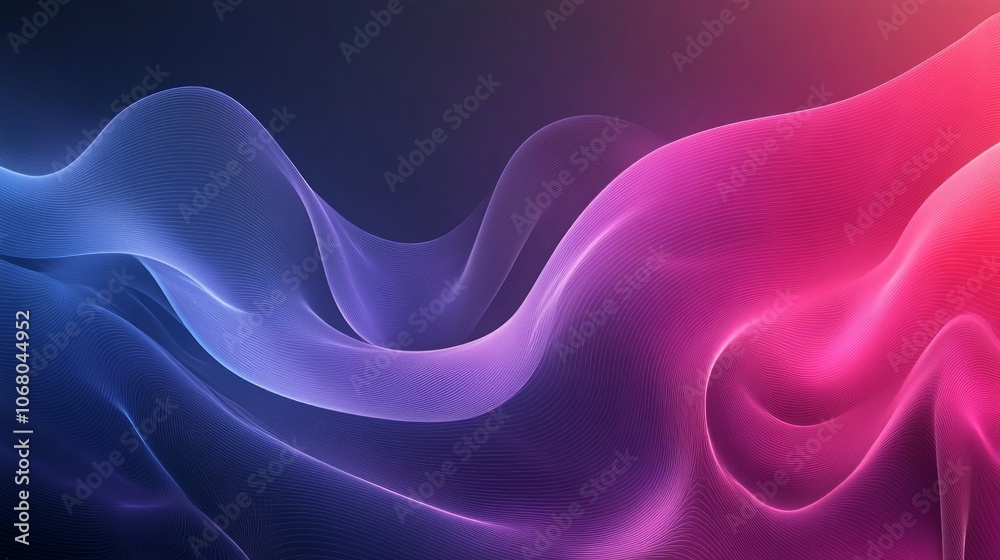 Obraz premium Abstract background with vibrant pink and blue glowing waves.