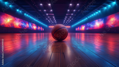 backetball with neon light background photo