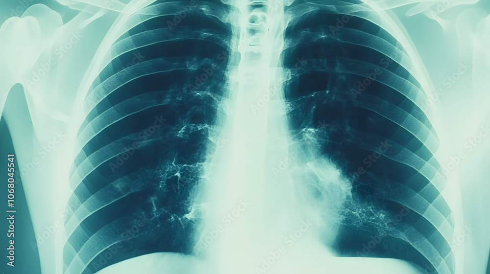 Close-up of a medical chest X-ray image on a light background, showing detailed lung structure and rib cage anatomy
Close-up of a medical chest X-ray image on a light background, showing detailed lung structure and rib cage anatomy