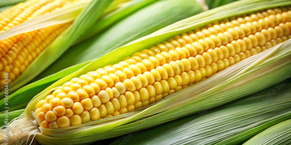 Fresh corn on the cob with green husk, Ma's, agriculture, harvest, farm, vegetable, organic, healthy, food, nutrition, JPG, AI GENERATED Fresh corn on the cob with green husk, Ma's, agriculture, harvest, farm, vegetable, organic, healthy, food, nutrition, JPG, AI GENERATED
