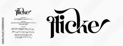 Elegant Font Uppercase Lowercase and Number. Classic Lettering Minimal Fashion Designs. Typography modern serif fonts regular decorative vintage concept. vector illustration