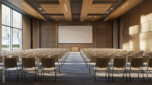 Wallpaper Mural Empty Conference Room with Chairs and Plants Torontodigital.ca