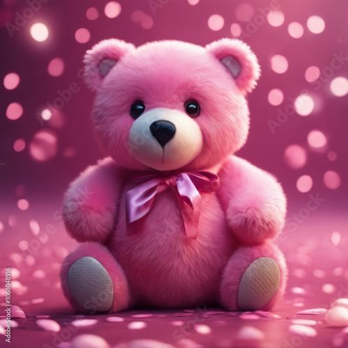 Pink Teddy Bear Character