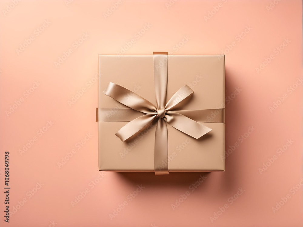 Beige open gift box on color background, top view Beige open gift box on color background, top view