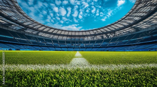 Empty Stadium with Green Grass