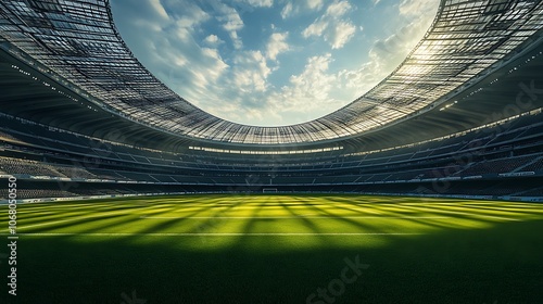 Empty Stadium with Green Grass photo