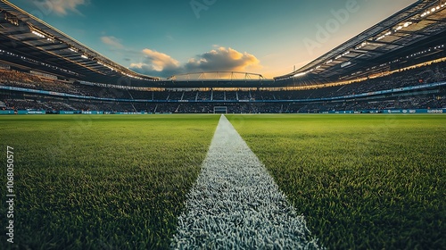 Empty Stadium with Green Grass photo