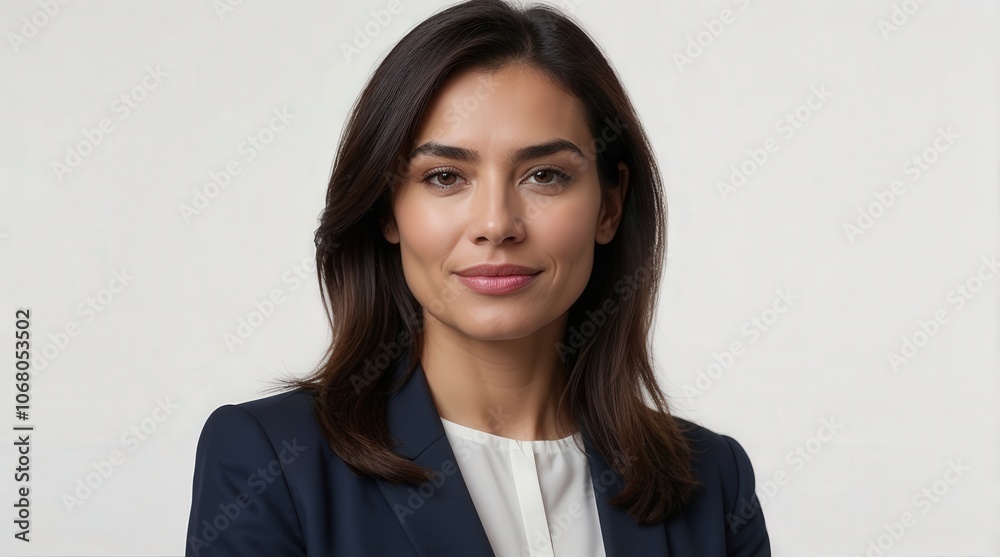 Headshot portrait of young happy businesswoman casual attire isolated on white background Headshot portrait of young happy businesswoman casual attire isolated on white background