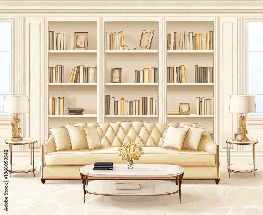 Elegant room with cream furniture on a vanilla carpet. Elegant room with cream furniture on a vanilla carpet.