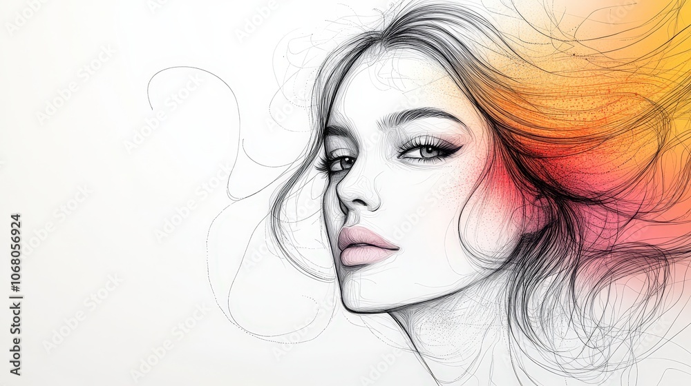 Elegant Simple Doodle of a Stylish Woman Elegant Simple Doodle of a Stylish Woman