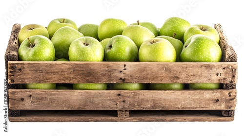 Green Apples in Wooden Crate