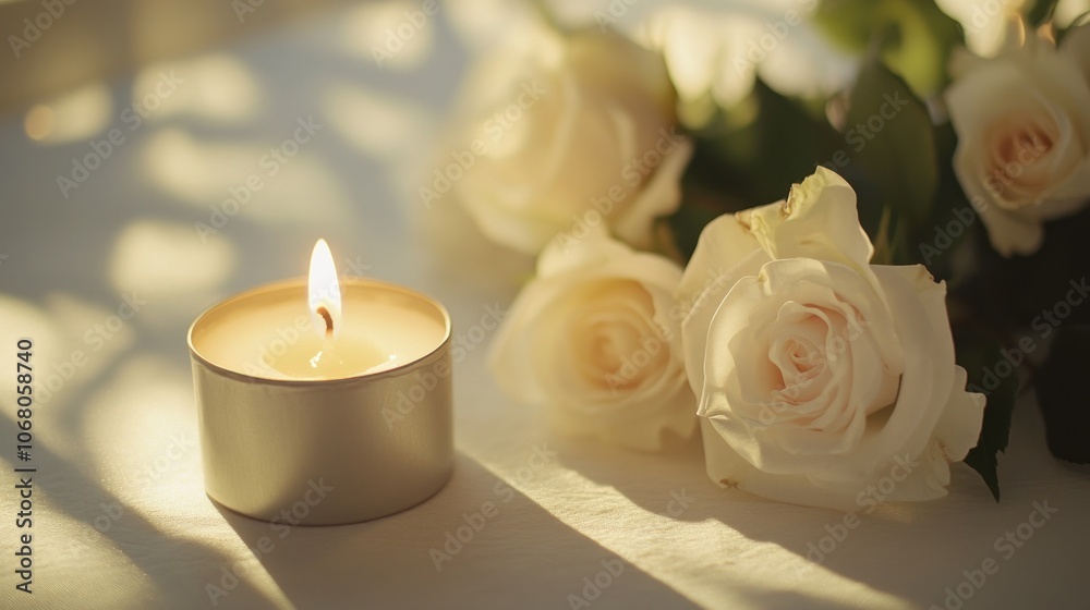 Candlelight and White Roses Candlelight and White Roses
