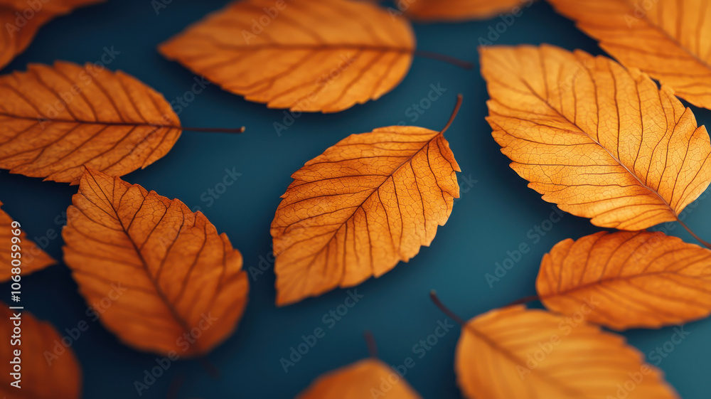 Macro view of autumn leaves with intricate textures and vibrant colors Macro view of autumn leaves with intricate textures and vibrant colors