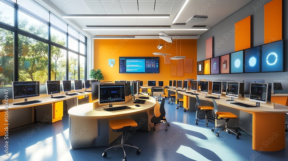 Modern Training Room with Blue Lighting Modern Training Room with Blue Lighting