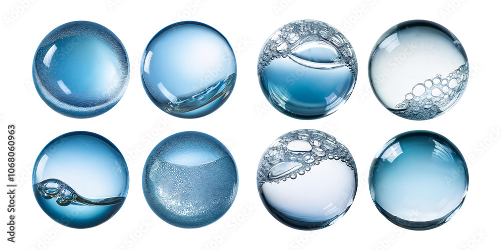 Collection of Blue Water Droplets on Transparent Background Collection of Blue Water Droplets on Transparent Background