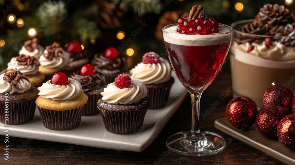 custom made wallpaper toronto digitalDelightful dessert platter featuring festive cupcakes and drinks