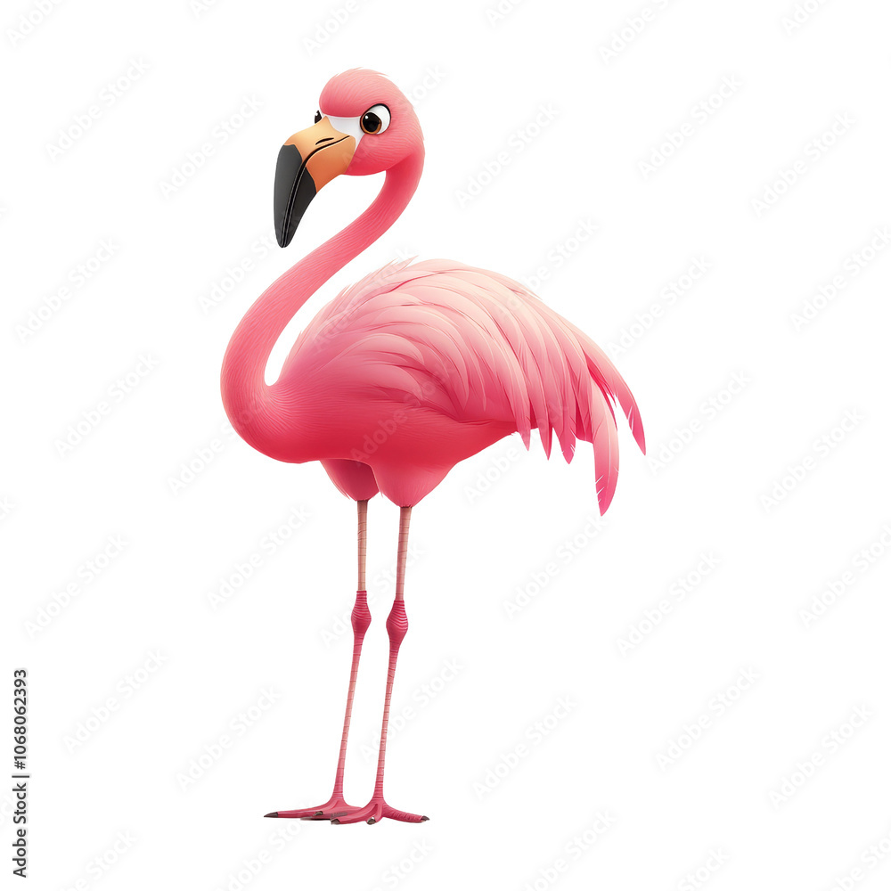 Fototapeta premium Cartoon Pink Flamingo