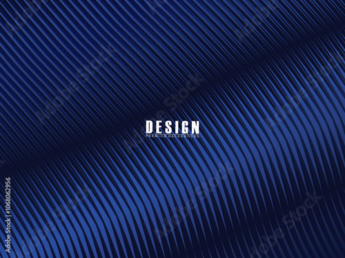 Premium background with diagonal dark blue wave stripes pattern. Vector horizontal template for digital luxury business banner, contemporary formal invitation, luxury voucher, gift certificate, etc.