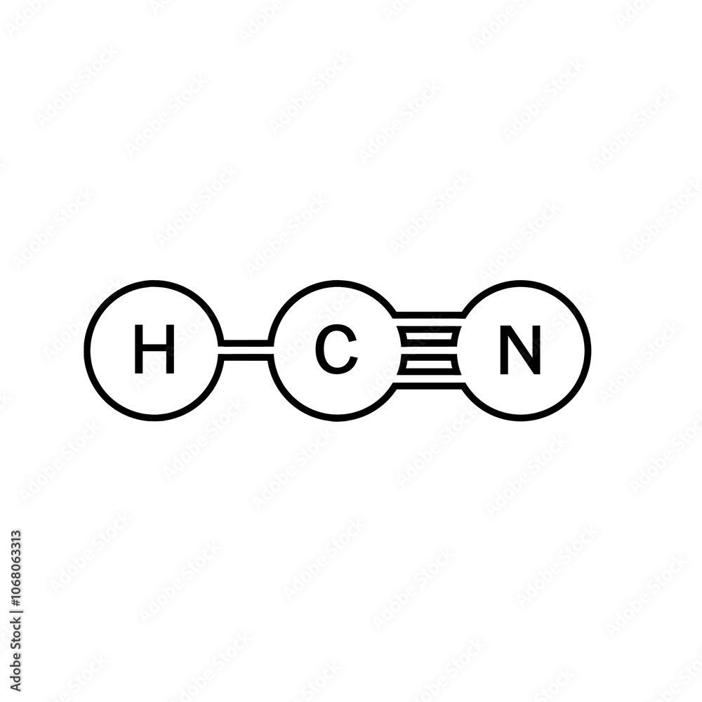 Fototapeta premium Hydrogen Cyanide molecular icon
